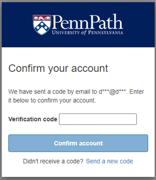 screenshot of the verification screen for the registration process.